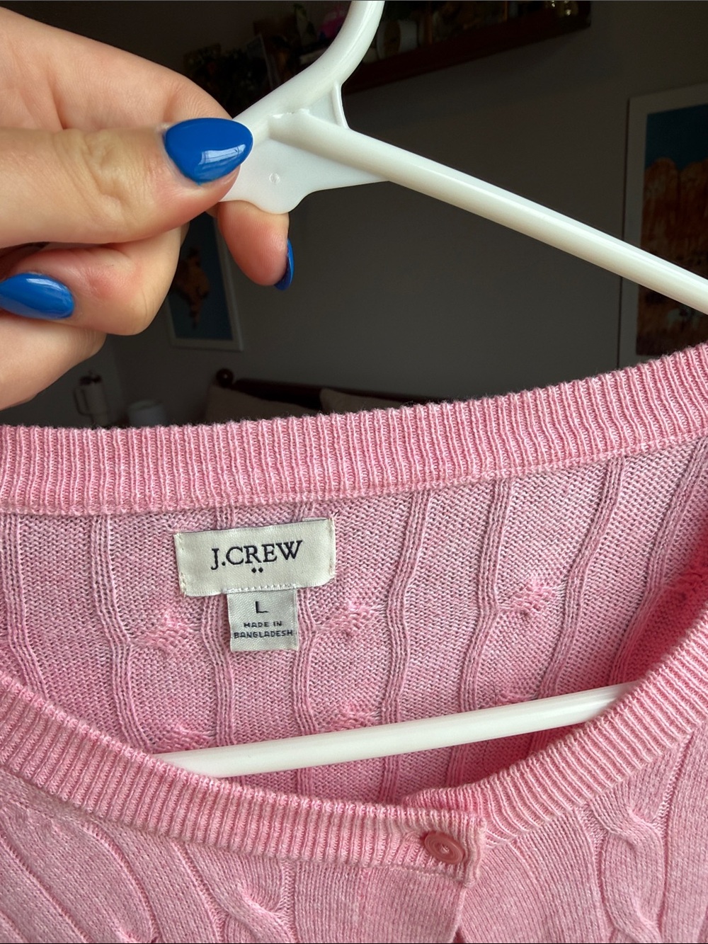 J. Crew Light Pink Cable Knit Button-Front Cardigan - Picture 3 of 6